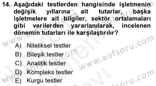 Muhasebe Denetimi Dersi 2018 - 2019 Yılı (Final) Dönem Sonu Sınav Soruları 14. Soru