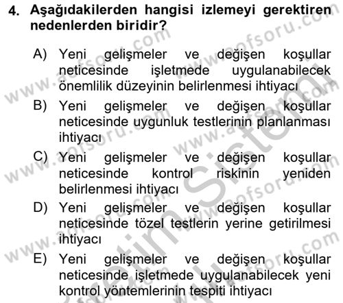 Muhasebe Denetimi Dersi 2018 - 2019 Yılı Yaz Okulu Sınav Soruları 4. Soru