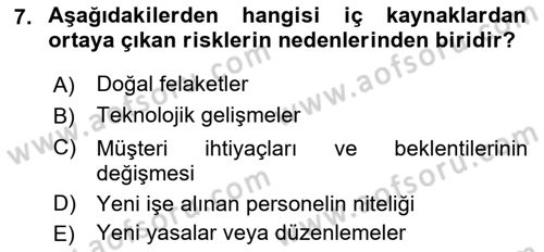 Muhasebe Denetimi Dersi 2018 - 2019 Yılı Yaz Okulu Sınav Soruları 7. Soru