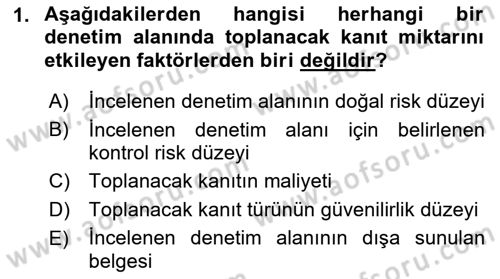 Muhasebe Denetimi Dersi 2019 - 2020 Yılı (Vize) Ara Sınav Soruları 1. Soru