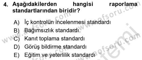 Muhasebe Denetimi Dersi 2019 - 2020 Yılı (Vize) Ara Sınav Soruları 4. Soru
