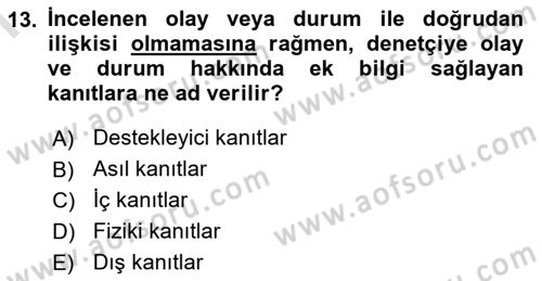 Muhasebe Denetimi Dersi 2019 - 2020 Yılı (Final) Dönem Sonu Sınav Soruları 13. Soru