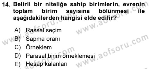 Muhasebe Denetimi Dersi 2019 - 2020 Yılı (Final) Dönem Sonu Sınav Soruları 14. Soru