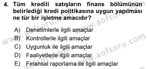 Muhasebe Denetimi Dersi 2019 - 2020 Yılı (Final) Dönem Sonu Sınav Soruları 4. Soru