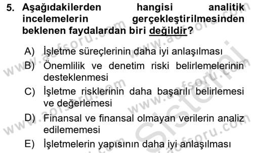 Muhasebe Denetimi Dersi 2019 - 2020 Yılı (Final) Dönem Sonu Sınav Soruları 5. Soru