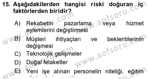 Muhasebe Denetimi Dersi 2019 - 2020 Yılı Yaz Okulu Sınav Soruları 15. Soru