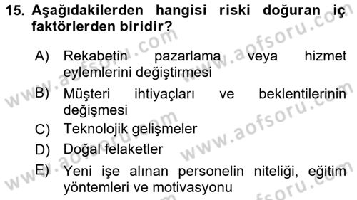 Muhasebe Denetimi Dersi 2020 - 2021 Yılı Yaz Okulu Sınav Soruları 15. Soru