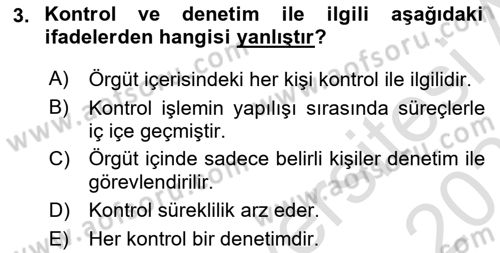 Muhasebe Denetimi Dersi 2020 - 2021 Yılı Yaz Okulu Sınav Soruları 3. Soru