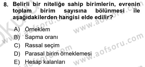 Muhasebe Denetimi Dersi 2020 - 2021 Yılı Yaz Okulu Sınav Soruları 8. Soru