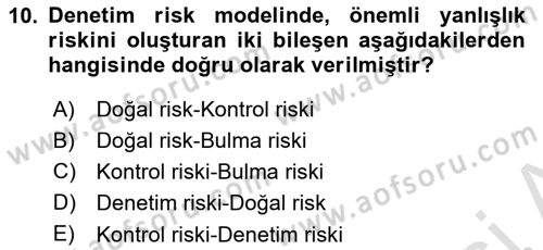Muhasebe Denetimi Dersi 2021 - 2022 Yılı (Vize) Ara Sınav Soruları 10. Soru