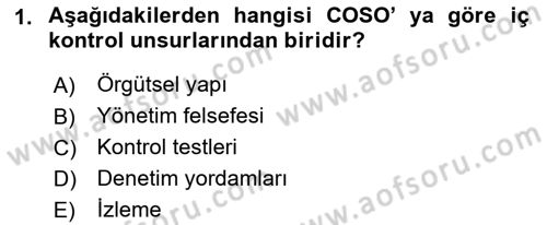 Muhasebe Denetimi Dersi 2021 - 2022 Yılı (Final) Dönem Sonu Sınav Soruları 1. Soru