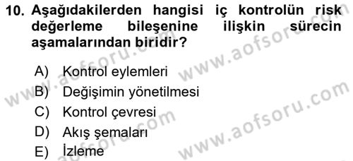 Muhasebe Denetimi Dersi 2021 - 2022 Yılı (Final) Dönem Sonu Sınav Soruları 10. Soru