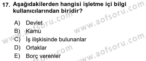 Muhasebe Denetimi Dersi 2021 - 2022 Yılı (Final) Dönem Sonu Sınav Soruları 17. Soru