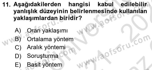 Muhasebe Denetimi Dersi 2021 - 2022 Yılı Yaz Okulu Sınav Soruları 11. Soru