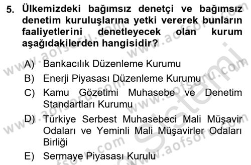 Muhasebe Denetimi Dersi 2021 - 2022 Yılı Yaz Okulu Sınav Soruları 5. Soru