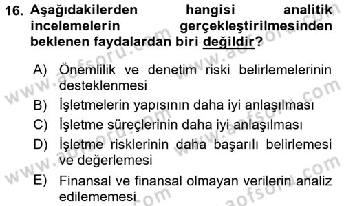 Muhasebe Denetimi Dersi 2022 - 2023 Yılı (Vize) Ara Sınav Soruları 16. Soru