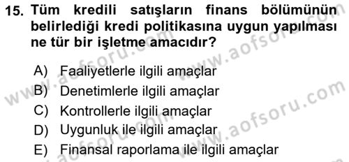 Muhasebe Denetimi Dersi 2022 - 2023 Yılı (Final) Dönem Sonu Sınav Soruları 15. Soru