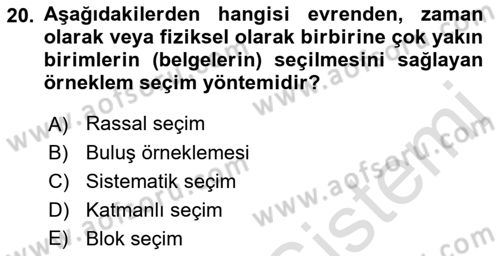 Muhasebe Denetimi Dersi 2022 - 2023 Yılı (Final) Dönem Sonu Sınav Soruları 20. Soru
