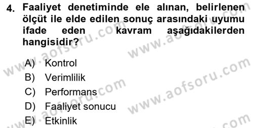Muhasebe Denetimi Dersi 2022 - 2023 Yılı (Final) Dönem Sonu Sınav Soruları 4. Soru