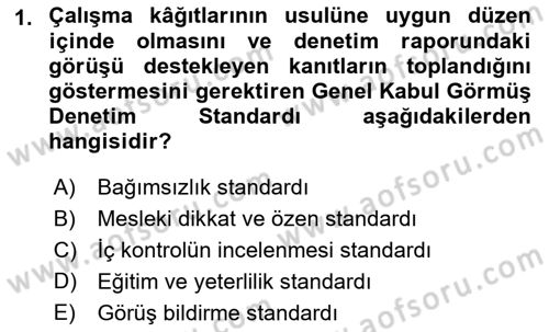 Muhasebe Denetimi Dersi 2022 - 2023 Yılı Yaz Okulu Sınav Soruları 1. Soru