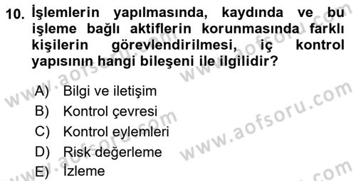 Muhasebe Denetimi Dersi 2022 - 2023 Yılı Yaz Okulu Sınav Soruları 10. Soru