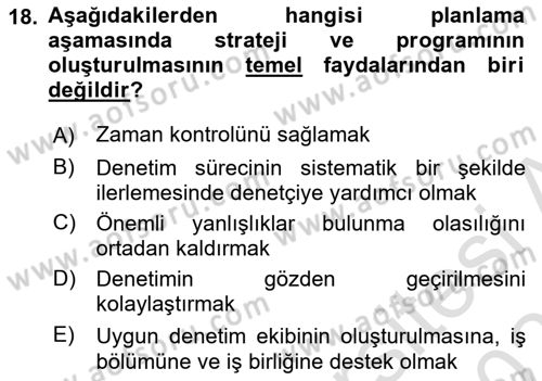 Muhasebe Denetimi Dersi 2022 - 2023 Yılı Yaz Okulu Sınav Soruları 18. Soru
