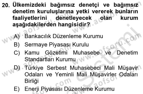 Muhasebe Denetimi Dersi 2022 - 2023 Yılı Yaz Okulu Sınav Soruları 20. Soru