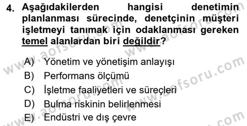 Muhasebe Denetimi Dersi 2022 - 2023 Yılı Yaz Okulu Sınav Soruları 4. Soru