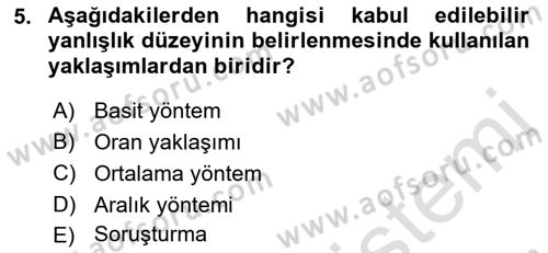 Muhasebe Denetimi Dersi 2022 - 2023 Yılı Yaz Okulu Sınav Soruları 5. Soru