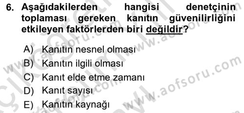 Muhasebe Denetimi Dersi 2022 - 2023 Yılı Yaz Okulu Sınav Soruları 6. Soru