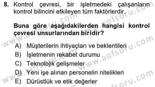 Muhasebe Denetimi Dersi 2022 - 2023 Yılı Yaz Okulu Sınav Soruları 8. Soru