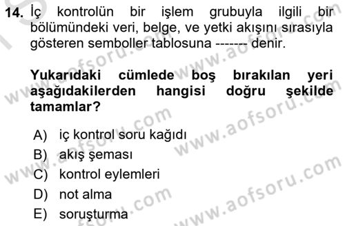 Muhasebe Denetimi Dersi 2023 - 2024 Yılı (Final) Dönem Sonu Sınav Soruları 14. Soru