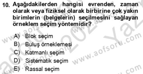 Muhasebe Denetimi Dersi 2023 - 2024 Yılı Yaz Okulu Sınav Soruları 10. Soru