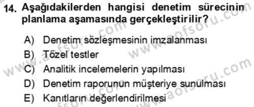 Muhasebe Denetimi Dersi 2023 - 2024 Yılı Yaz Okulu Sınav Soruları 14. Soru