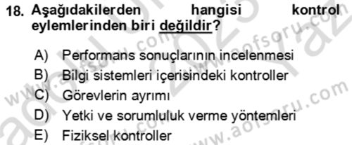 Muhasebe Denetimi Dersi 2023 - 2024 Yılı Yaz Okulu Sınav Soruları 18. Soru