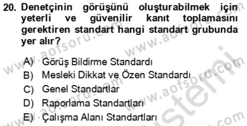 Muhasebe Denetimi Dersi 2023 - 2024 Yılı Yaz Okulu Sınav Soruları 20. Soru
