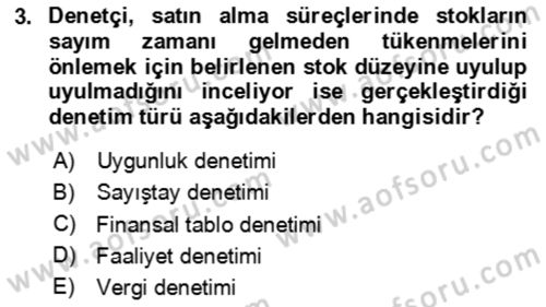 Muhasebe Denetimi Dersi 2023 - 2024 Yılı Yaz Okulu Sınav Soruları 3. Soru