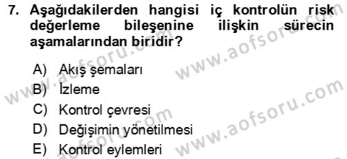 Muhasebe Denetimi Dersi 2023 - 2024 Yılı Yaz Okulu Sınav Soruları 7. Soru
