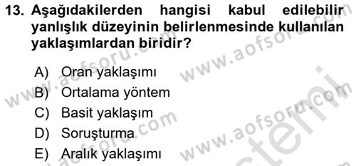 Muhasebe Denetimi Dersi 2024 - 2025 Yılı (Vize) Ara Sınav Soruları 13. Soru