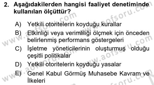 Muhasebe Denetimi Dersi 2024 - 2025 Yılı (Vize) Ara Sınav Soruları 2. Soru