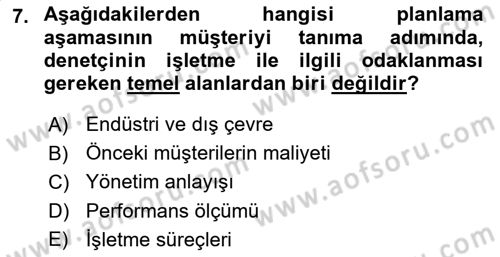 Muhasebe Denetimi Dersi 2024 - 2025 Yılı (Vize) Ara Sınav Soruları 7. Soru