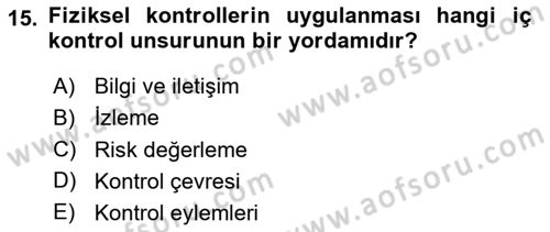 Muhasebe Denetimi Dersi 2024 - 2025 Yılı (Final) Dönem Sonu Sınav Soruları 15. Soru