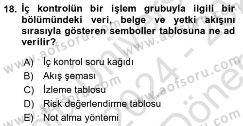 Muhasebe Denetimi Dersi 2024 - 2025 Yılı (Final) Dönem Sonu Sınav Soruları 18. Soru