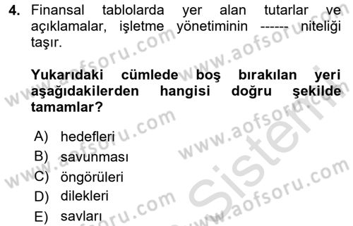 Muhasebe Denetimi Dersi 2024 - 2025 Yılı (Final) Dönem Sonu Sınav Soruları 4. Soru