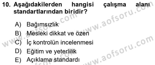 Muhasebe Denetimi Dersi 2025 - 2026 Yılı (Vize) Ara Sınav Soruları 10. Soru