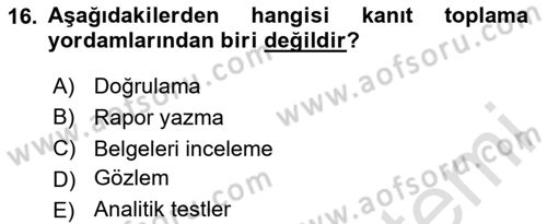 Muhasebe Denetimi Dersi 2025 - 2026 Yılı (Vize) Ara Sınav Soruları 16. Soru
