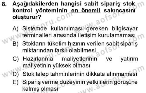 Maliyet Analizleri Dersi 2013 - 2014 Yılı (Vize) Ara Sınav Soruları 8. Soru