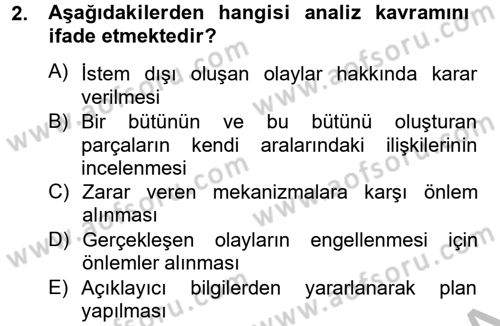 Maliyet Analizleri Dersi 2014 - 2015 Yılı (Final) Dönem Sonu Sınav Soruları 2. Soru