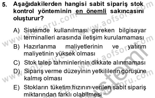 Maliyet Analizleri Dersi 2014 - 2015 Yılı (Final) Dönem Sonu Sınav Soruları 5. Soru