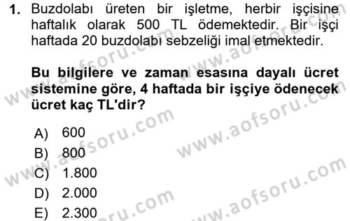 Maliyet Analizleri Dersi 2015 - 2016 Yılı (Vize) Ara Sınav Soruları 1. Soru